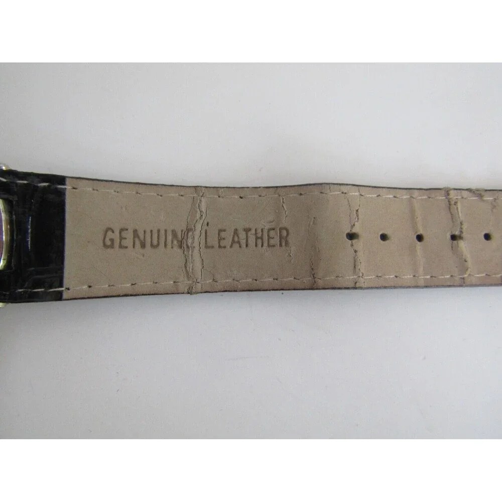 Bijoux Terner Watch Vintage Black Leather Band Quartz Japan Movement Stainless